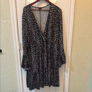 Torrid Animal Print Long Sleeve Dress - Black and Grey